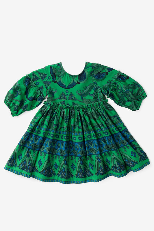 Girls Savannah Dress- Emerald