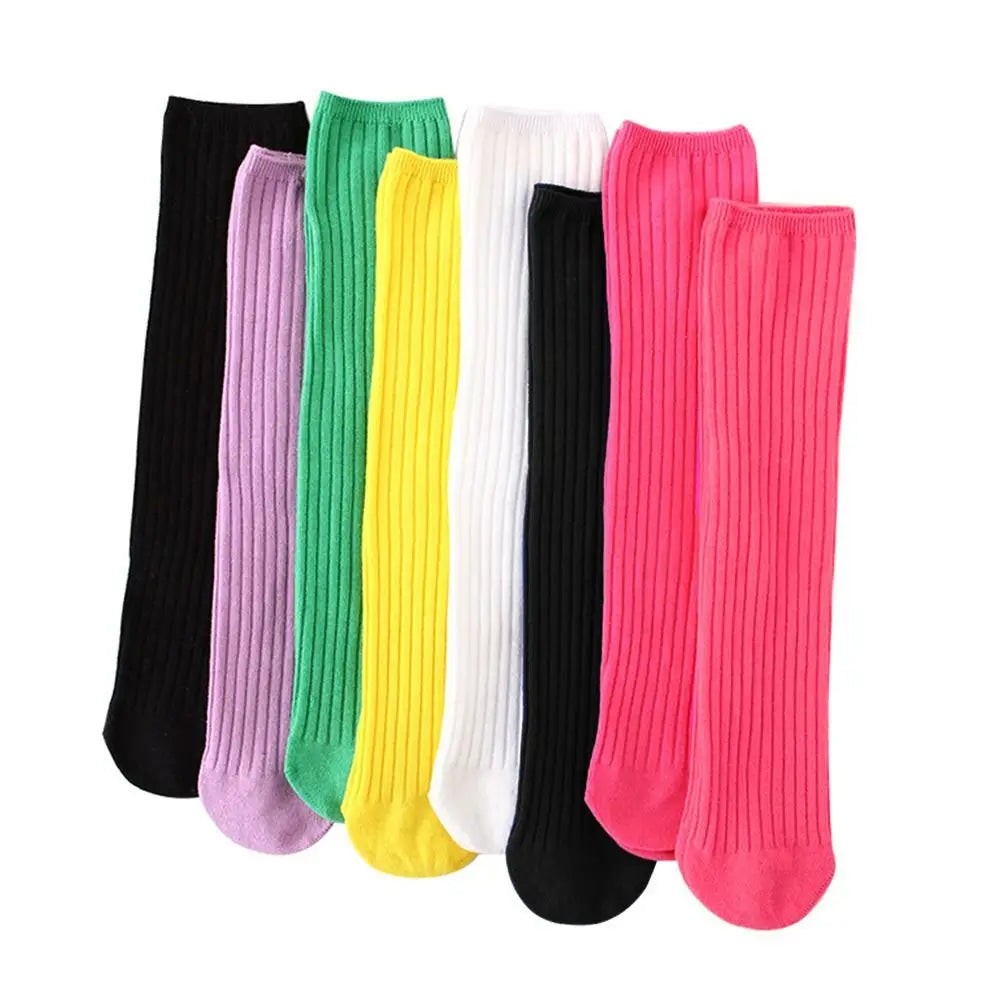 Children's High Knee Socks Kids Baby Cute Candy Color Cotton Stockings Long Leg Warmers Socks for Girl 3-12Y Children Clothes