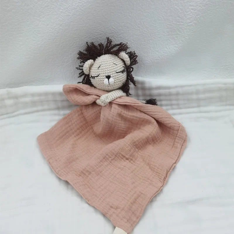 Baby Bib with Sleeping Animals Rattle