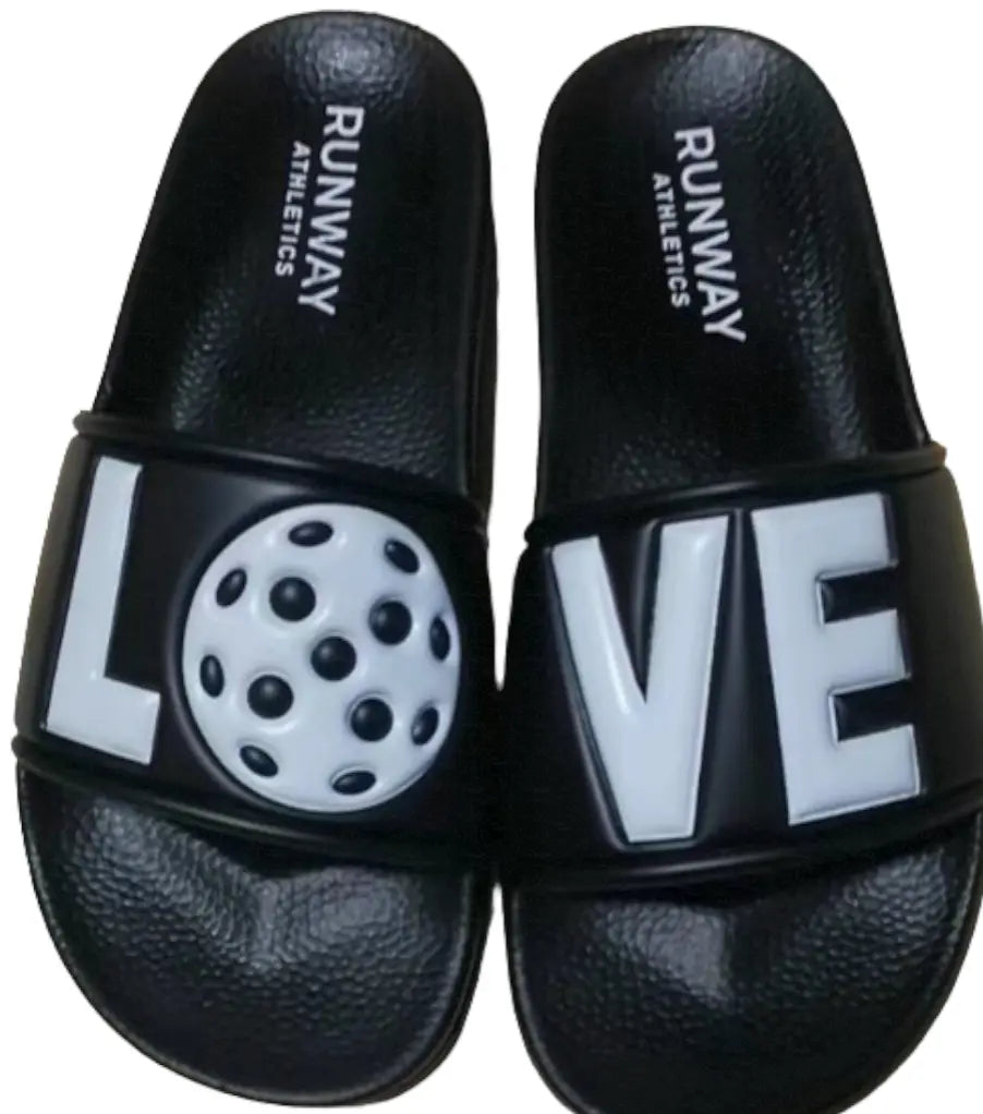 Pickleball Slides- Black with White