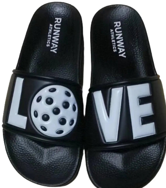 Pickleball Slides- Black with White