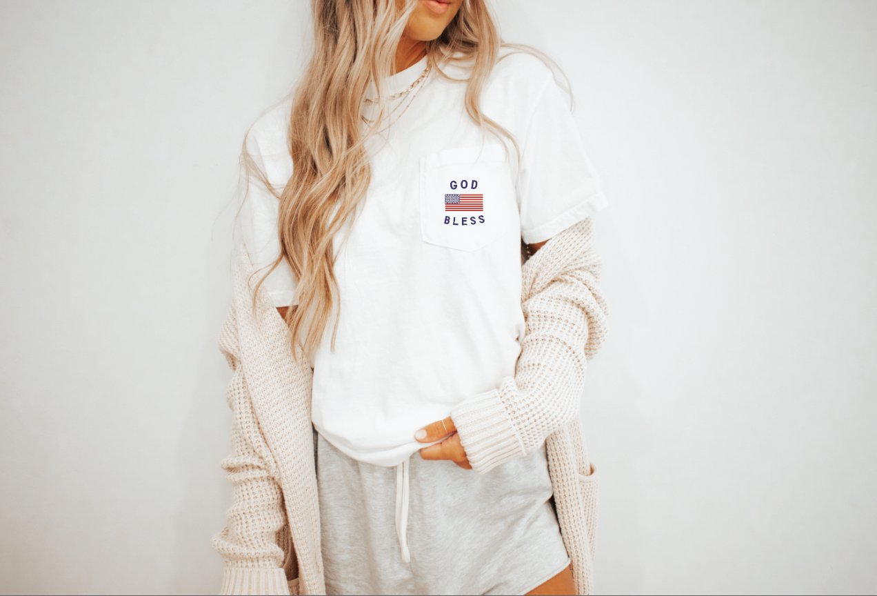 God Bless America Real Pocket Unisex Tee - preorder
