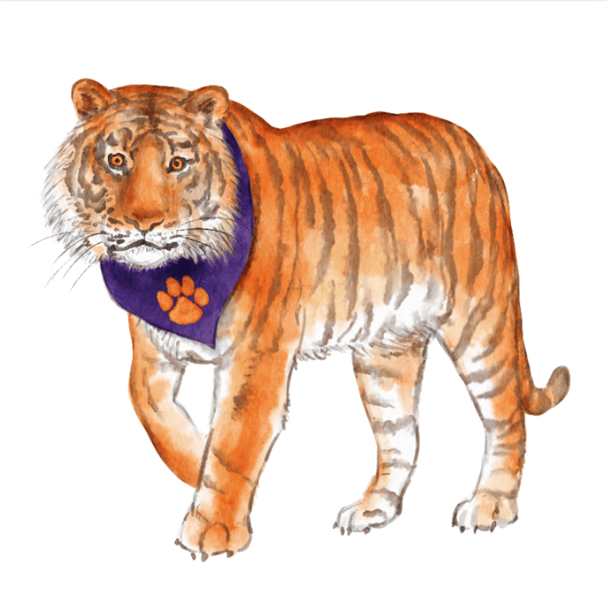 Palmetto Purple & Orange Tiger Door Hanger