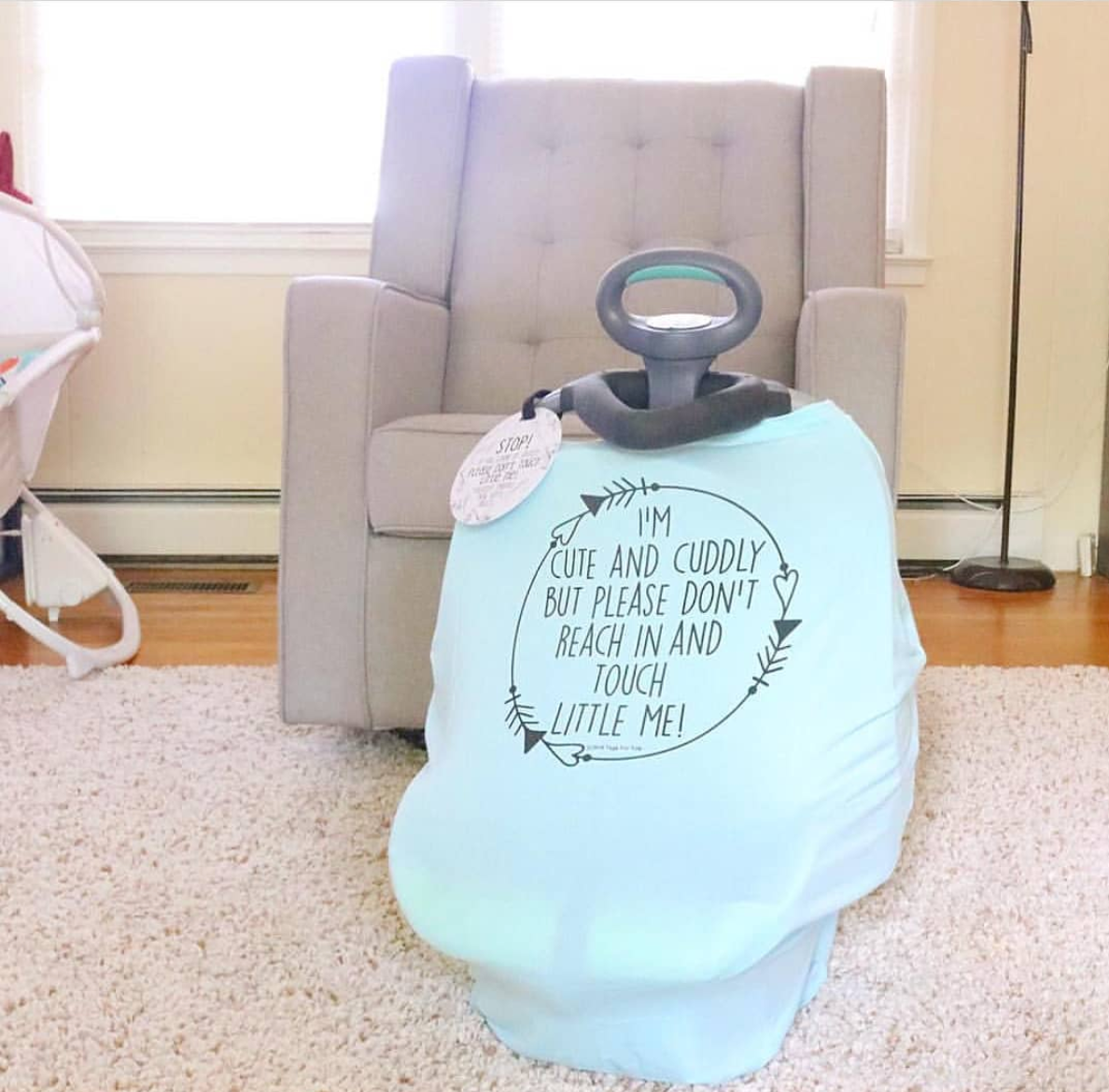 Light Blue Car Seat 5 in 1  Cover  – I'm Cute & Cuddly But Please Don't Touch Little Me