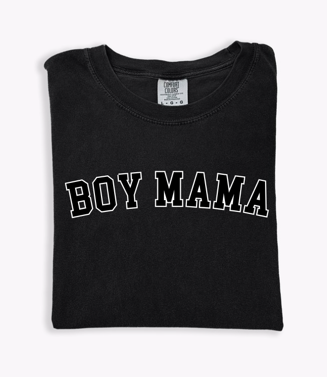 Boy Mama Varsity Tee Black - preorder