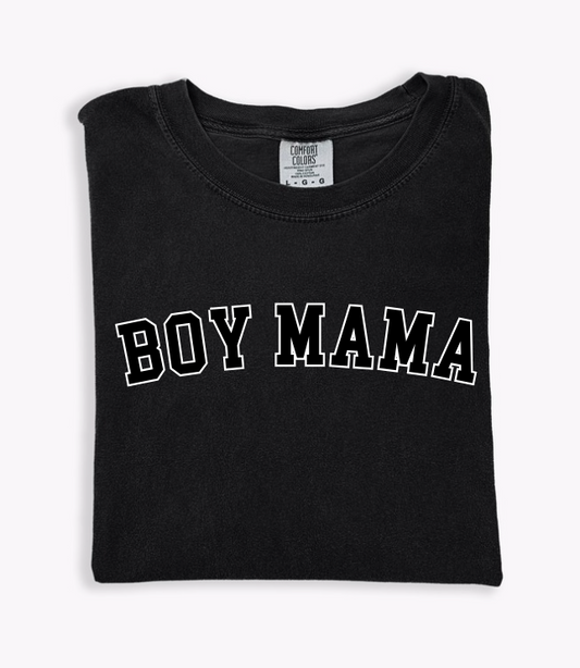 Boy Mama Varsity Tee Black - preorder