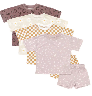 Checkered Short Sleeve Baby Lounge set