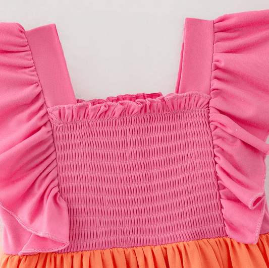 Spring Ruffle Rainbow Smocked Playwear Dress