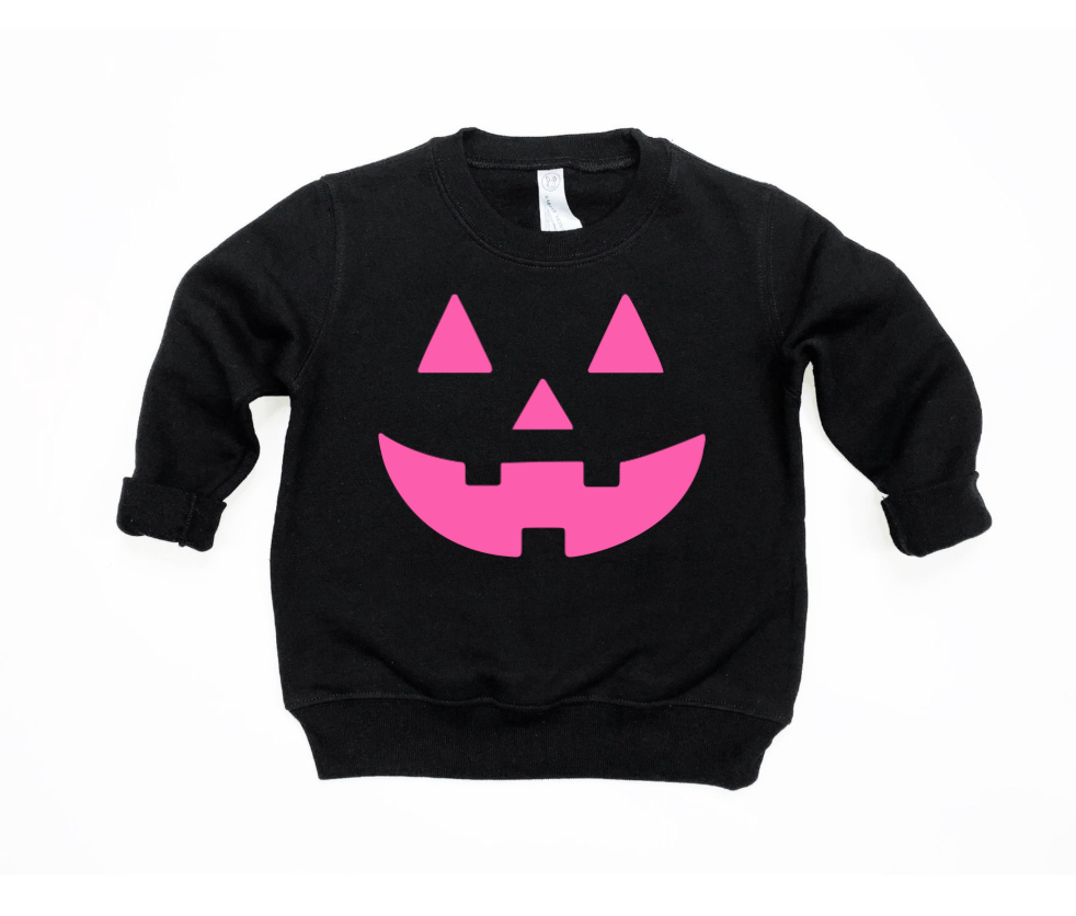 Neon Pink Jack-o-Lantern on Black - See Matching Mama!
