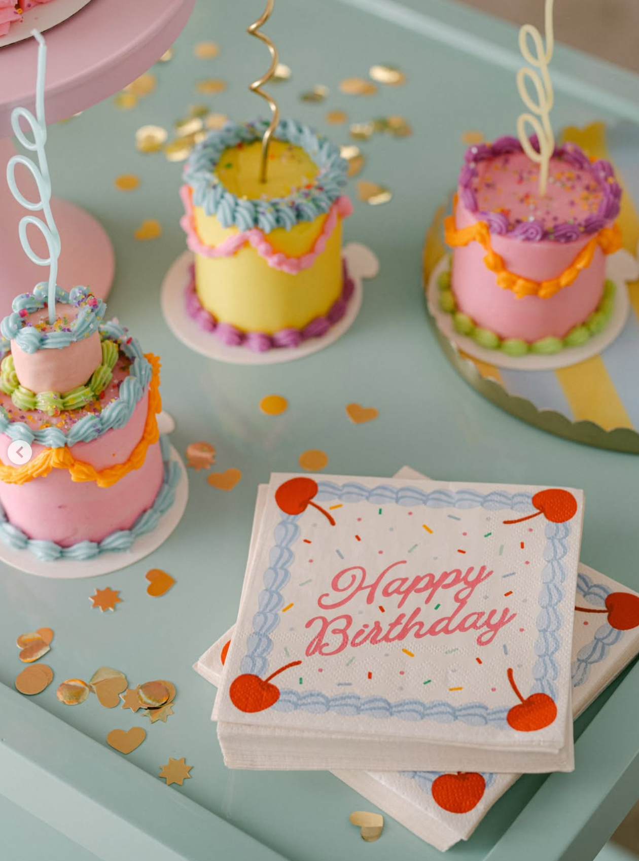 Bday Cake Napkins - 25 sprinkle napkins
