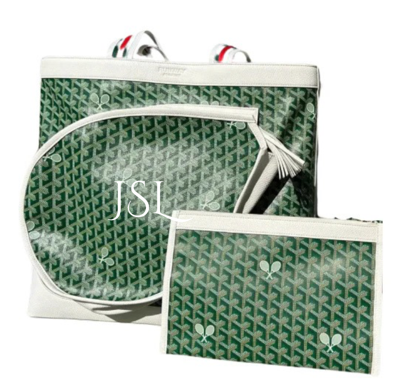 Whimsy Tennis Bag - Boutique Vintage Vibe Green
