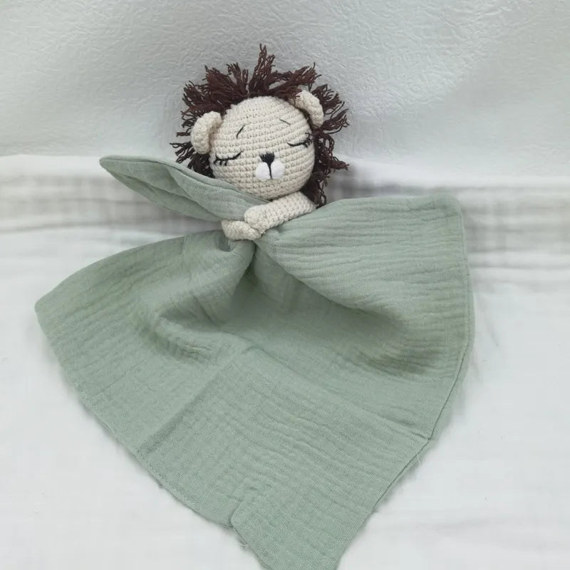 Baby Bib with Sleeping Animals Rattle