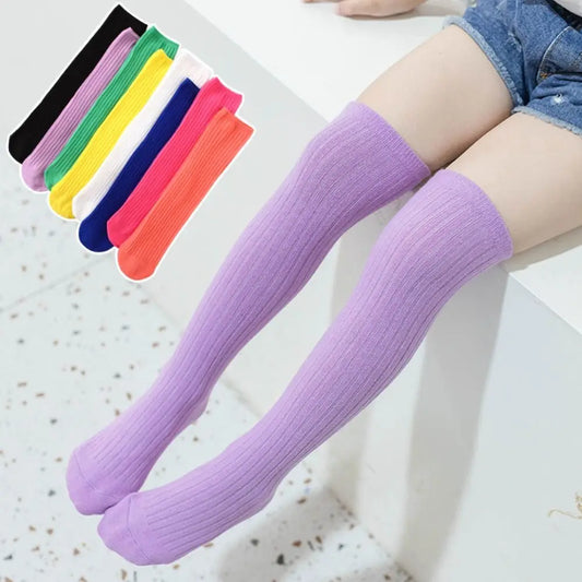 Children's High Knee Socks Kids Baby Cute Candy Color Cotton Stockings Long Leg Warmers Socks for Girl 3-12Y Children Clothes