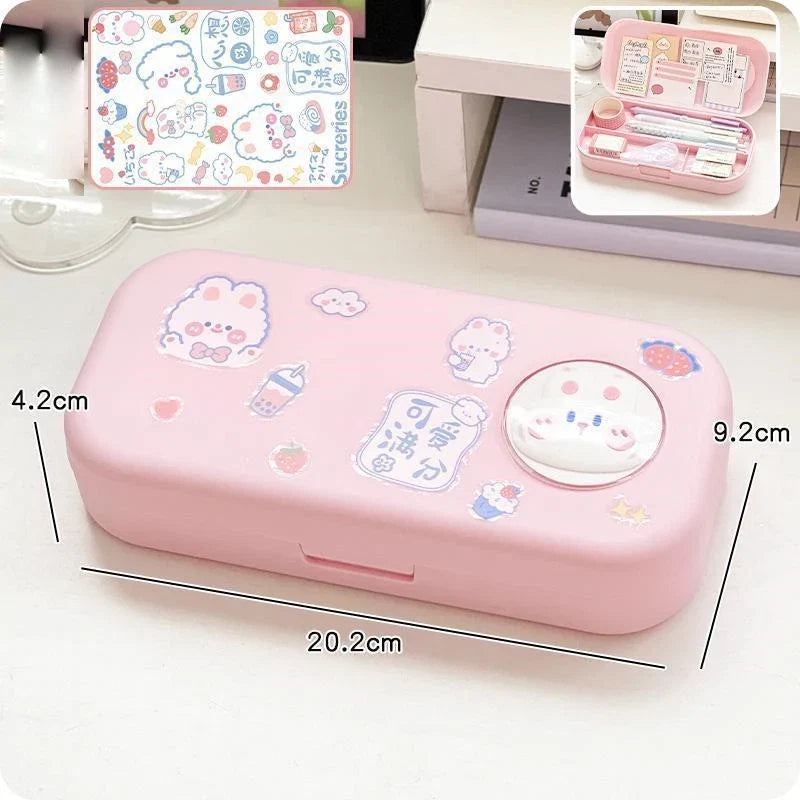 Kawaii Pastel Animal Cuties Double Tiered Pencil Case