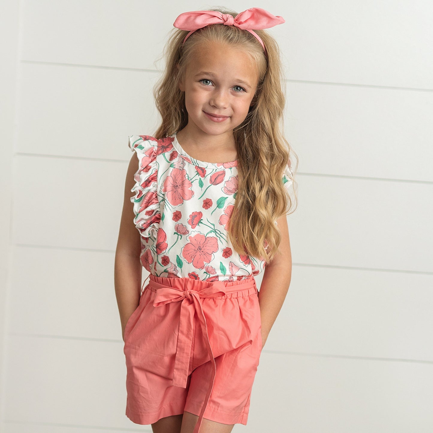 Coral Flutter Short Set