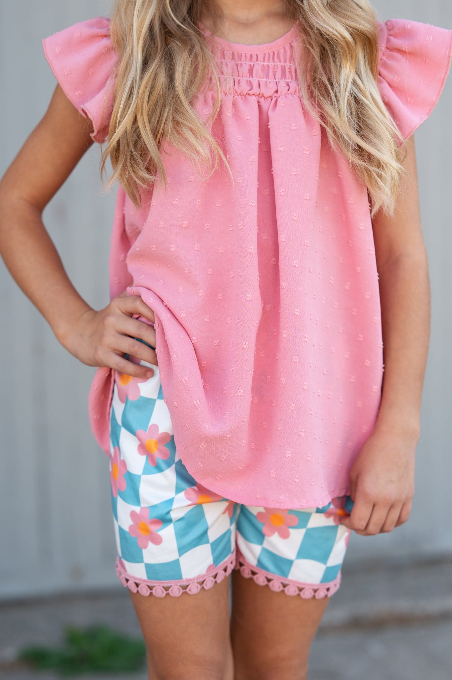 Teal Check Wave Short Set