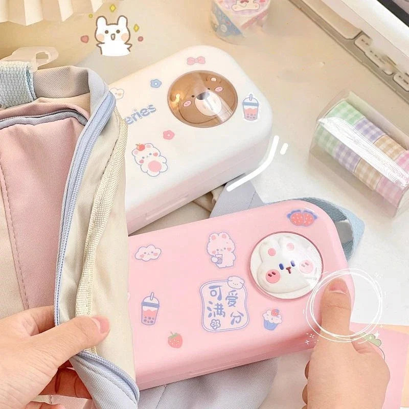 Kawaii Pastel Animal Cuties Double Tiered Pencil Case