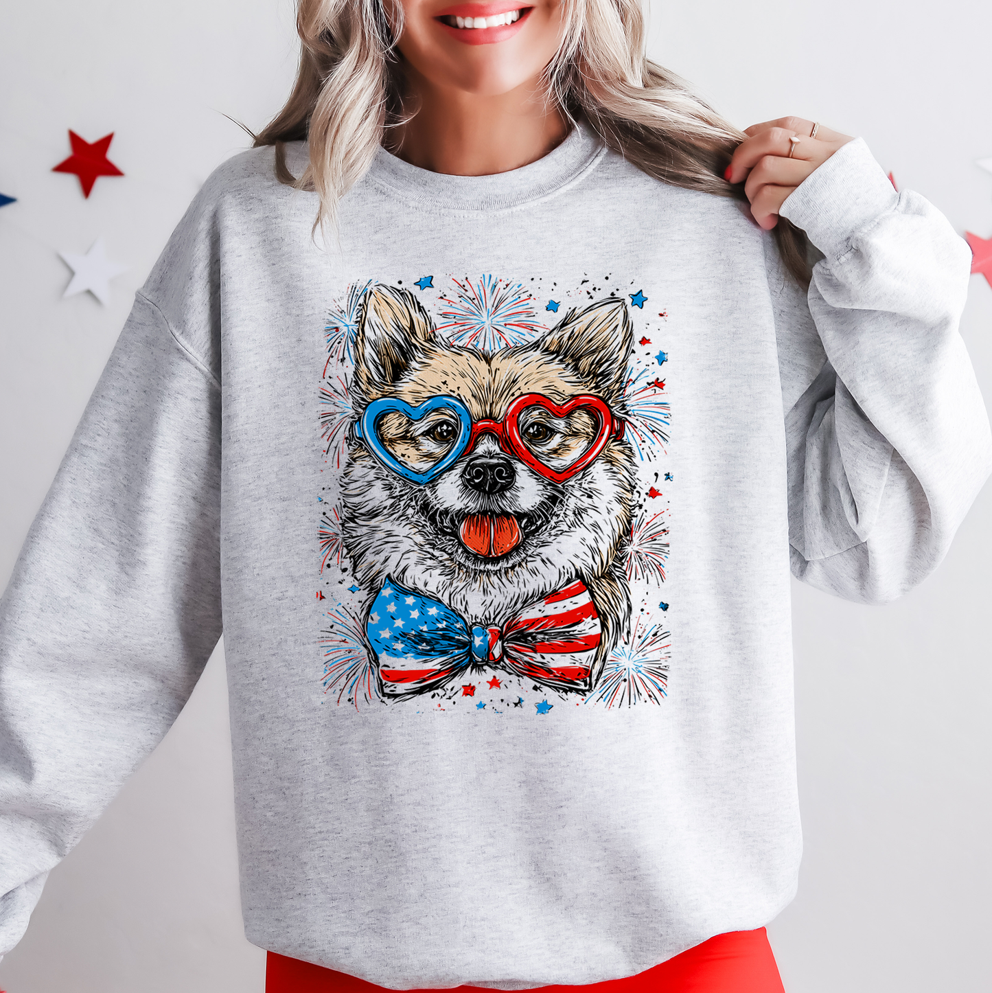 Shiba Inu Patriotic Dog, USA, America, Pet Lover, 4th of July Sweatshirt