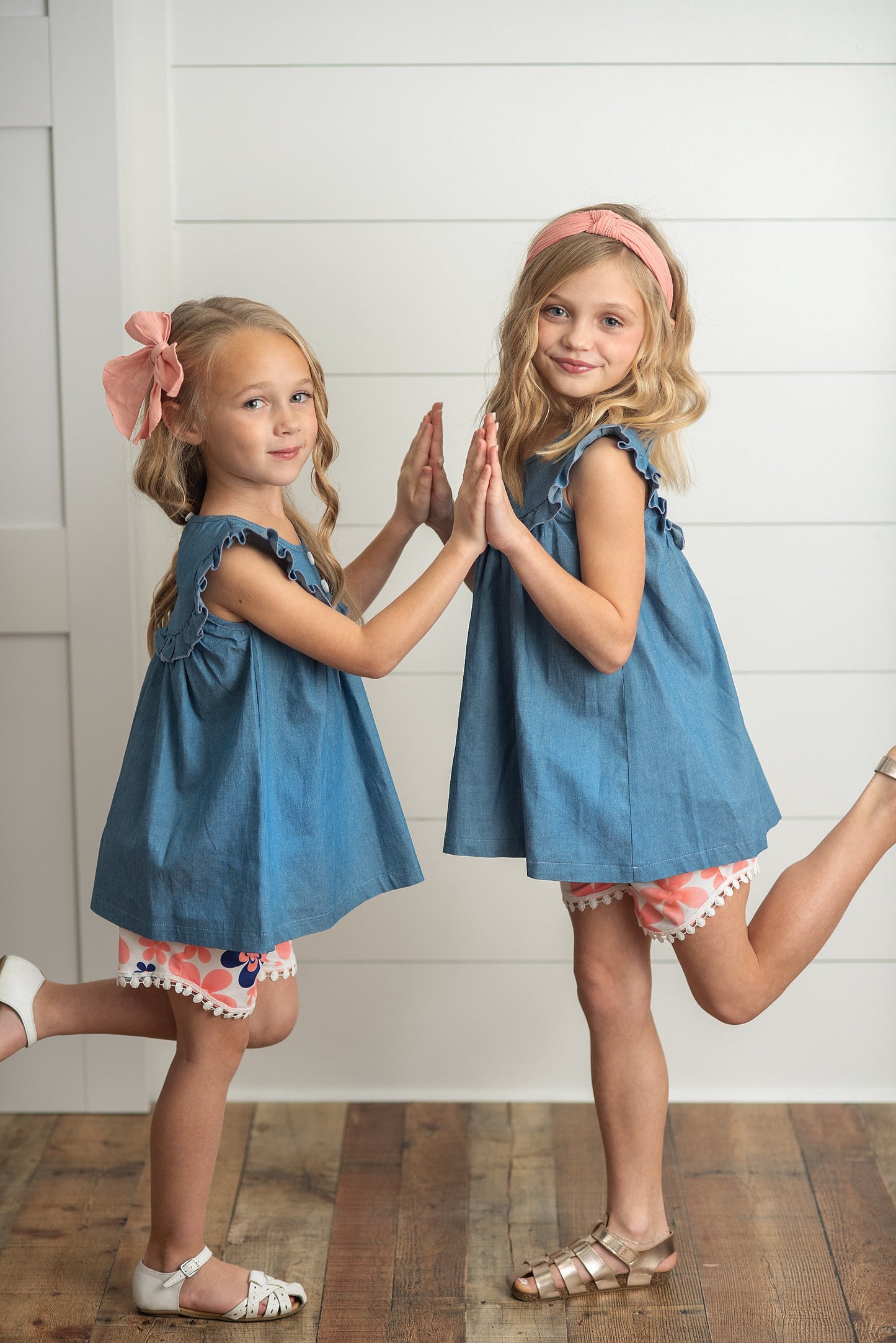 Coral Floral Jean Short Set