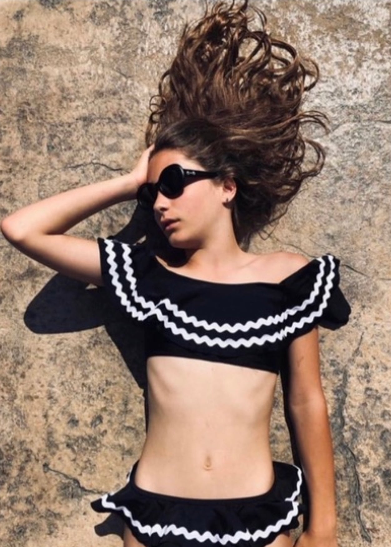 Black Bikini with White Ric Rac