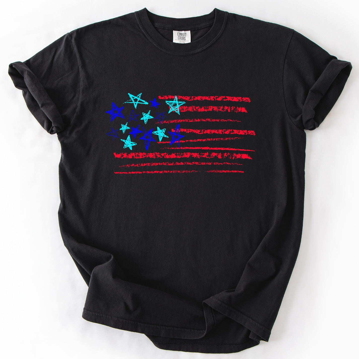 Sketched Flag, Fourth of July, America, Patriotic, USA, Comfort Colors T-Shirt -MTO