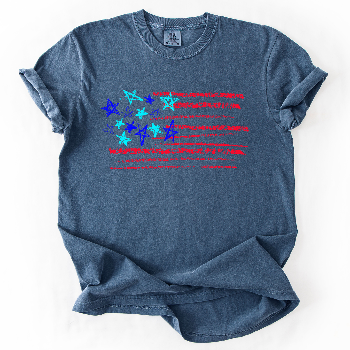 Sketched Flag, Fourth of July, America, Patriotic, USA, Comfort Colors T-Shirt -MTO