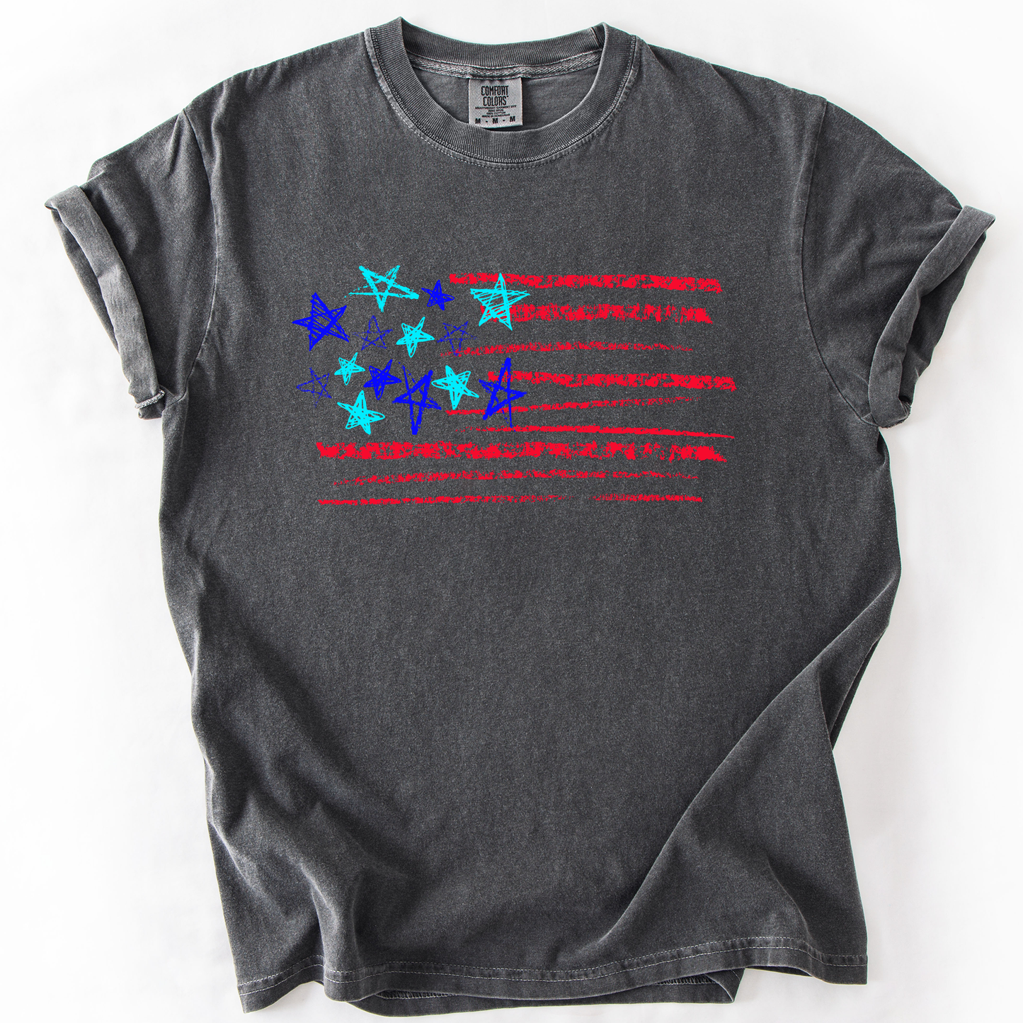 Sketched Flag, Fourth of July, America, Patriotic, USA, Comfort Colors T-Shirt -MTO