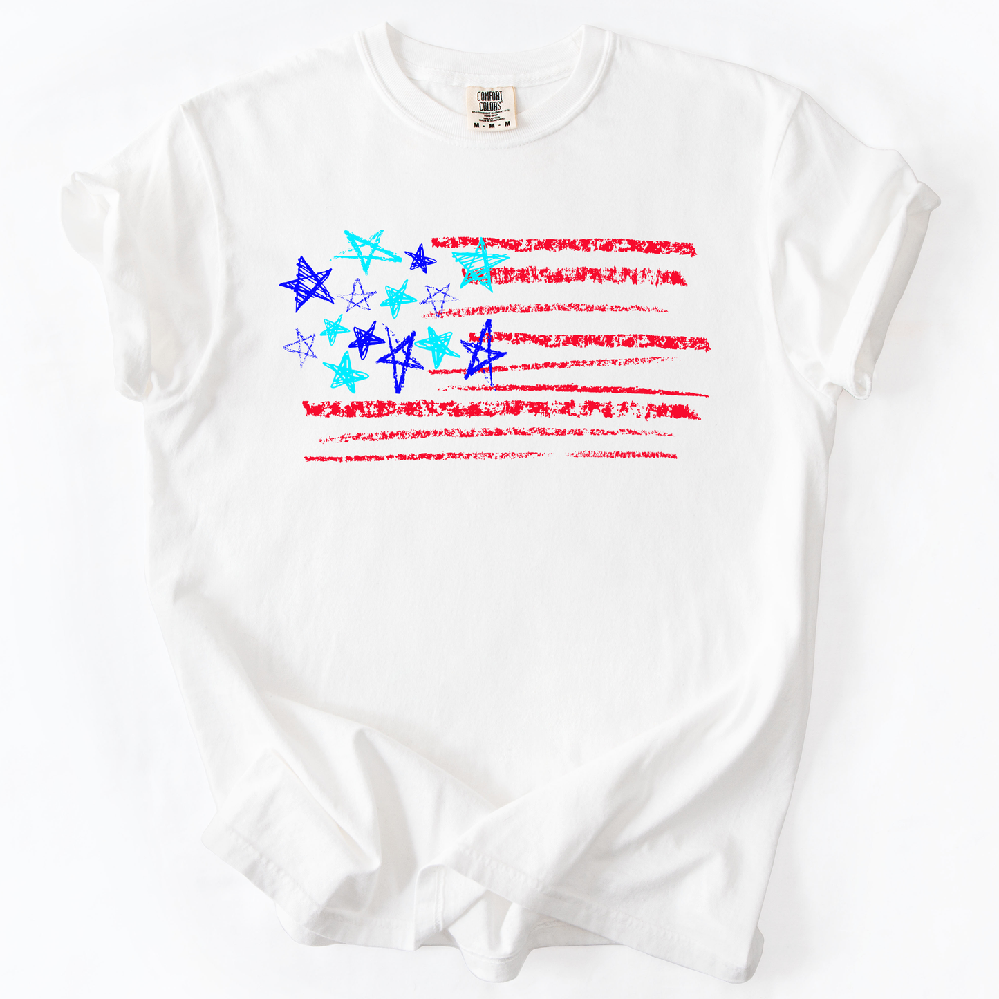 Sketched Flag, Fourth of July, America, Patriotic, USA, Comfort Colors T-Shirt -MTO