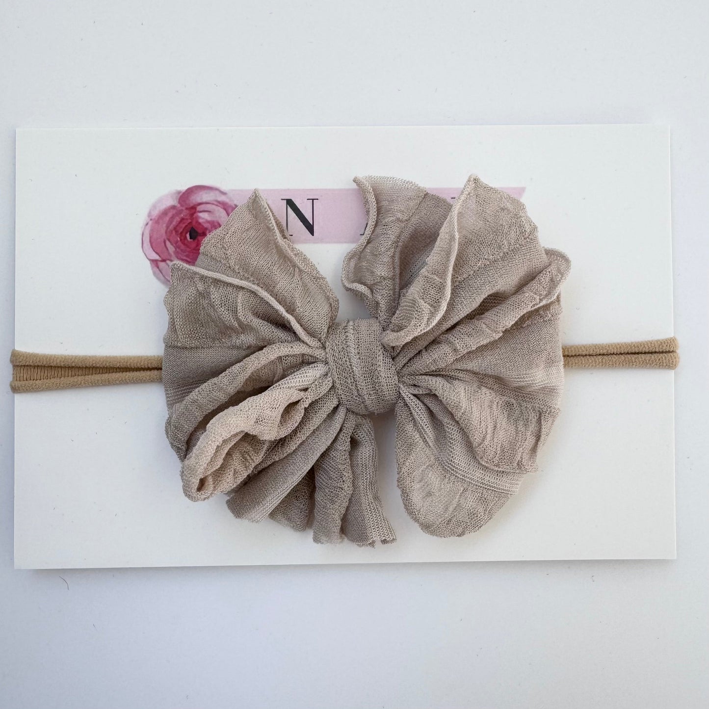 Skinny Mini Ruffled Headband- Champagne