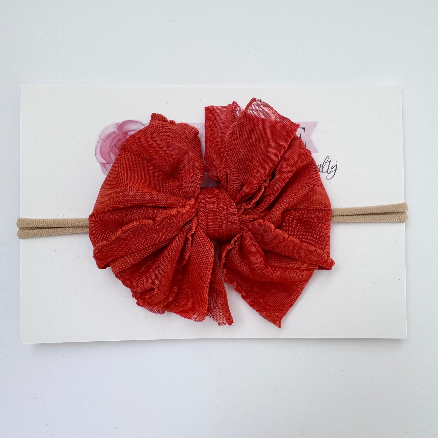 Skinny Mini Ruffled Headband- Burnt Orange