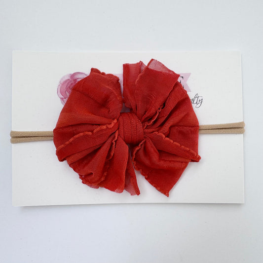 Skinny Mini Ruffled Headband- Burnt Orange