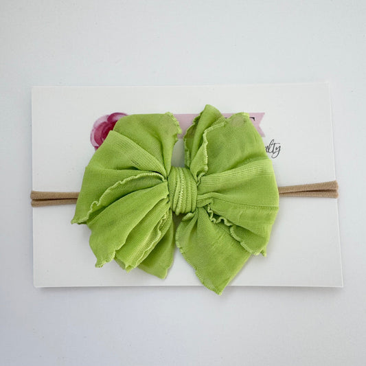 Skinny Mini Ruffled Headband- Lime