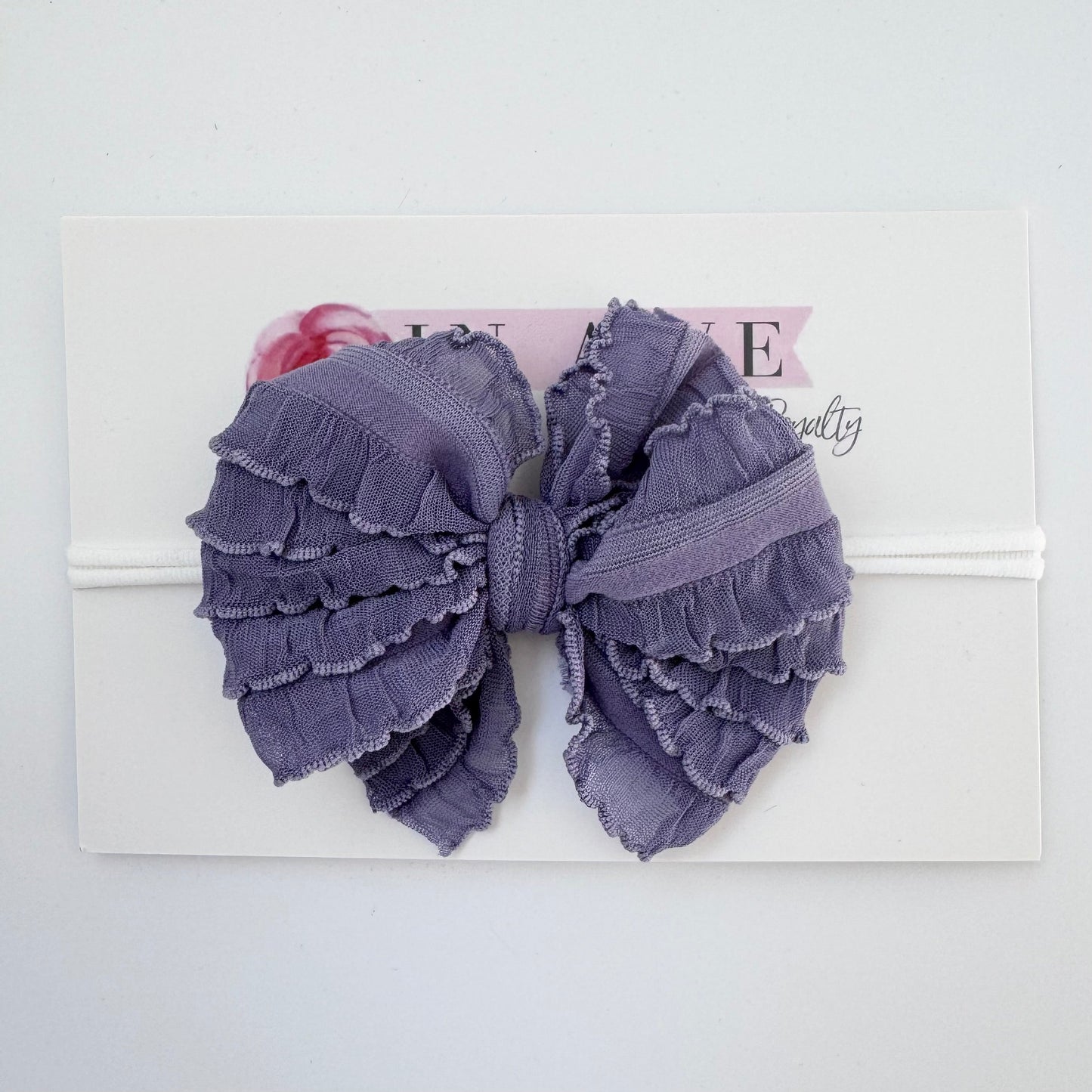 Skinny Mini Ruffled Headband- Steel Lavender
