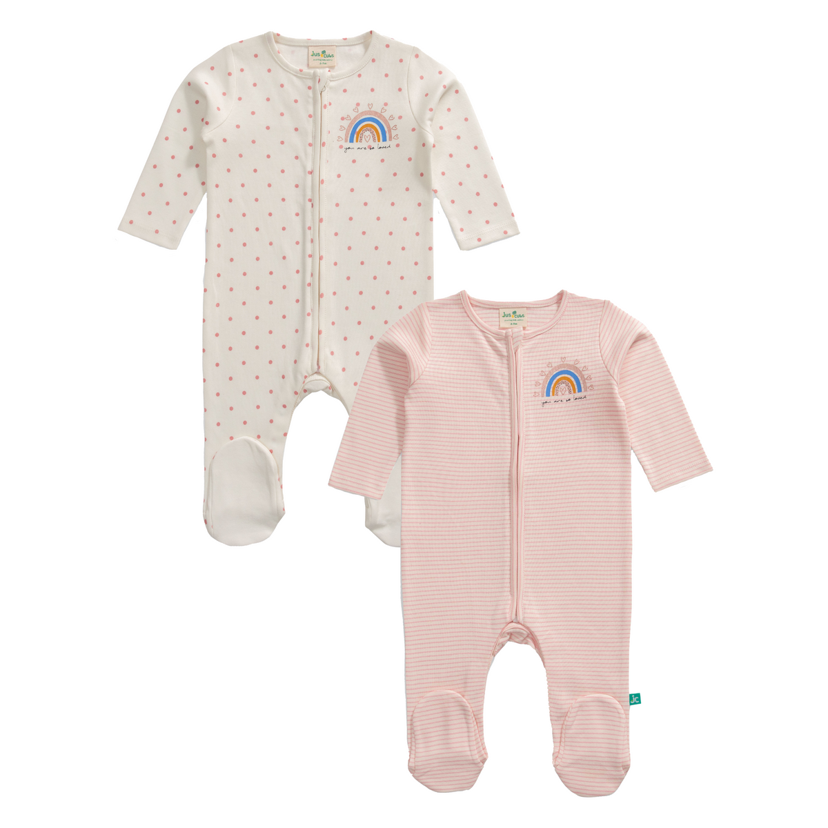 Polka Dot Sleepsuit with Footies for Baby Girls - Pack of 2