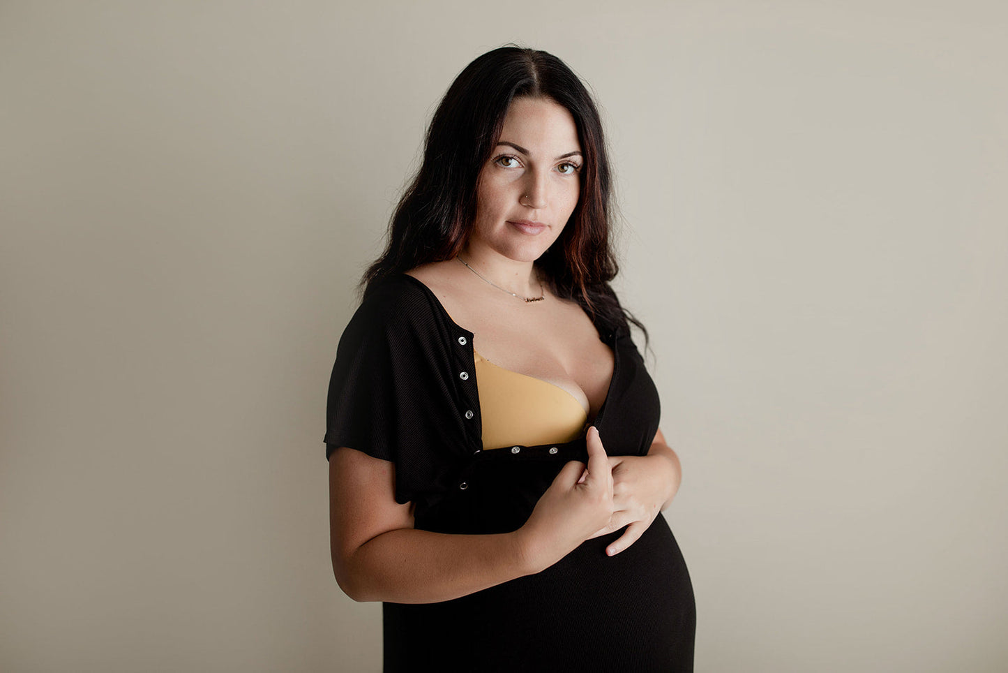 Ribbed Black Labor and Delivery Nursing Hospital Gown