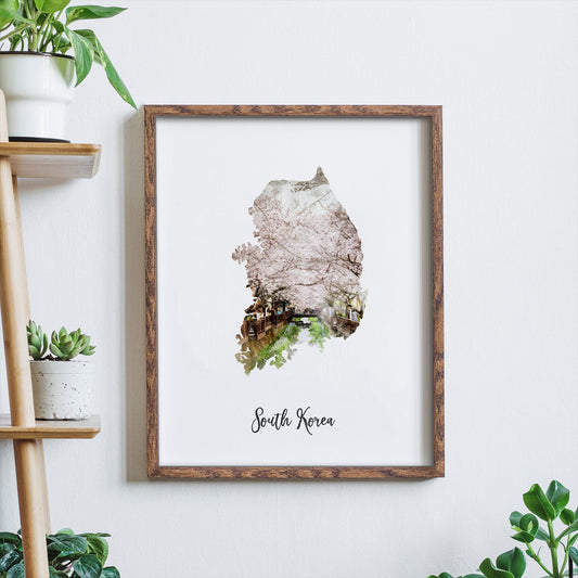 South Korea Watercolor Map
