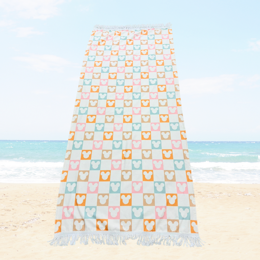 Checkered Magic Fringe Beach Towel