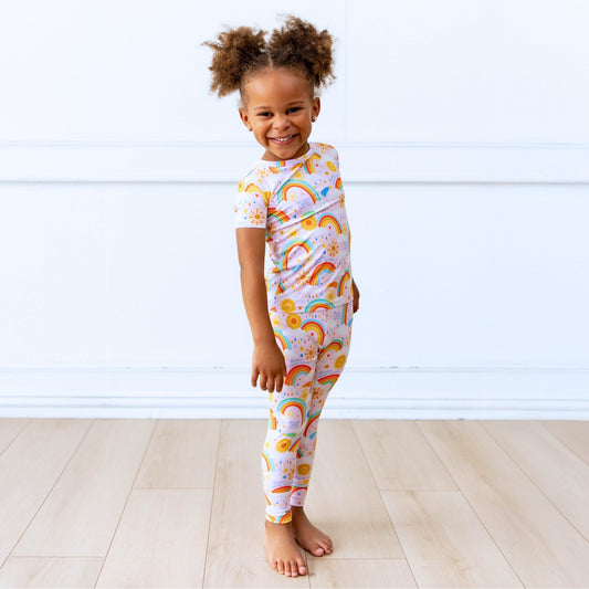 The Second-Skin 2-Piece Short Sleeve Pajama | Here Comes the Sunshine (Pink)