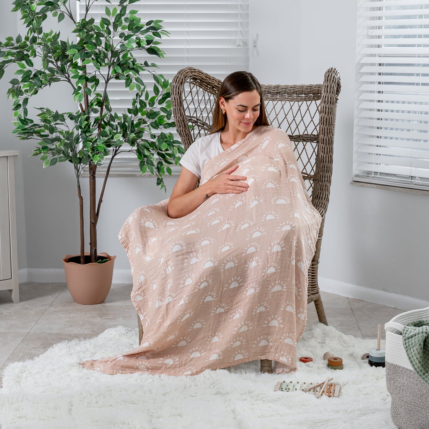Muslin Swaddle Blanket in Sun & Rainbow, 2 Pack