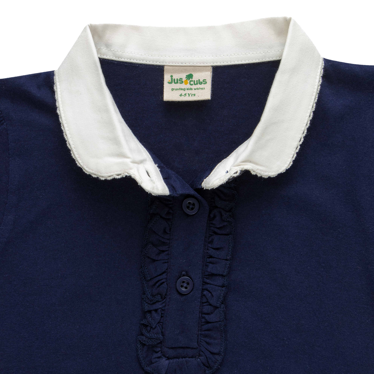 Peter Pan Ruffled Polo Shirt for Toddler Girls - Navy