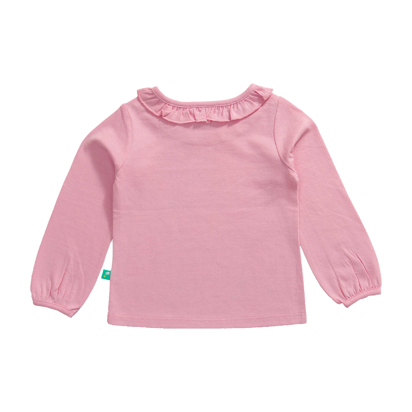 Ruffle Full-Sleeve Garden Pink T-Shirt for Toddler Girls