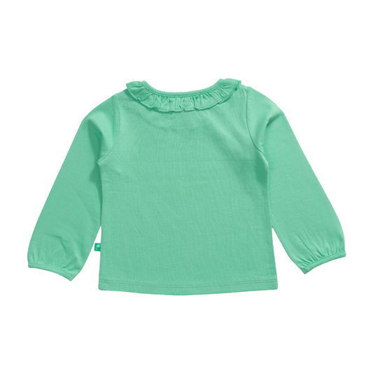 Ruffle Full Sleeve Garden Mint T-Shirt for Toddler Girls