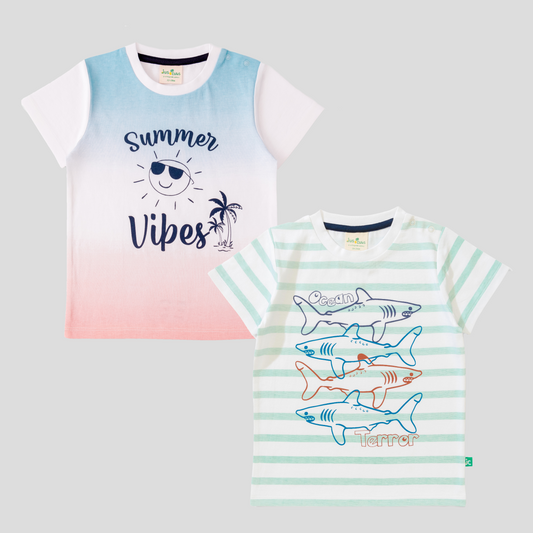 Summer Blue T-Shirt Pack of 2 for Toddler Boys