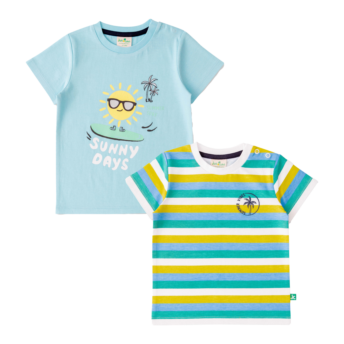 Sunny Blue & Green T-Shirt Pack of 2 for Toddler Boys