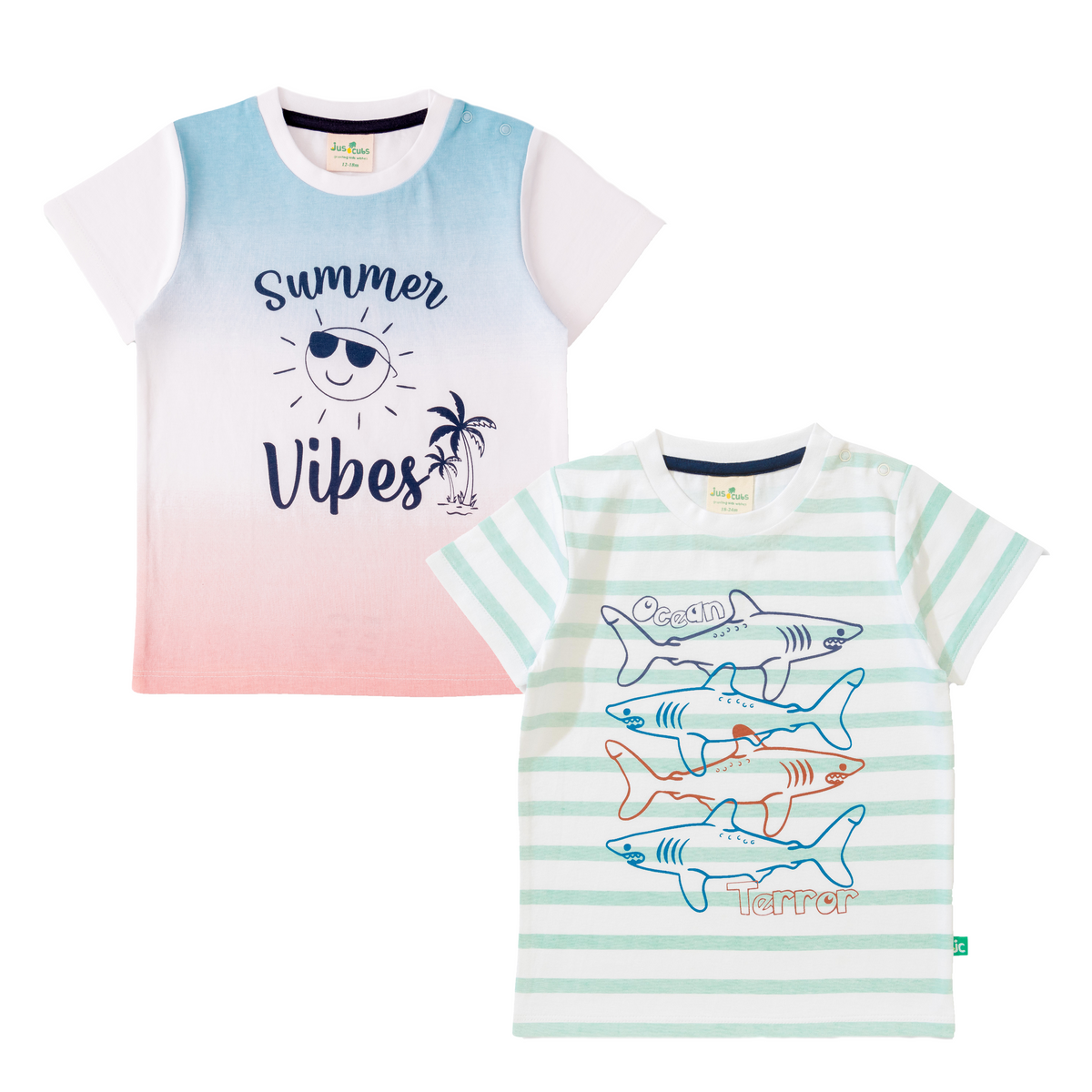 Summer Blue T-Shirt Pack of 2 for Toddler Boys
