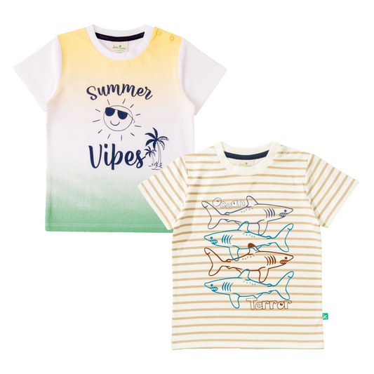 Summer Beige T-Shirt Pack of 2 for Toddler Boys