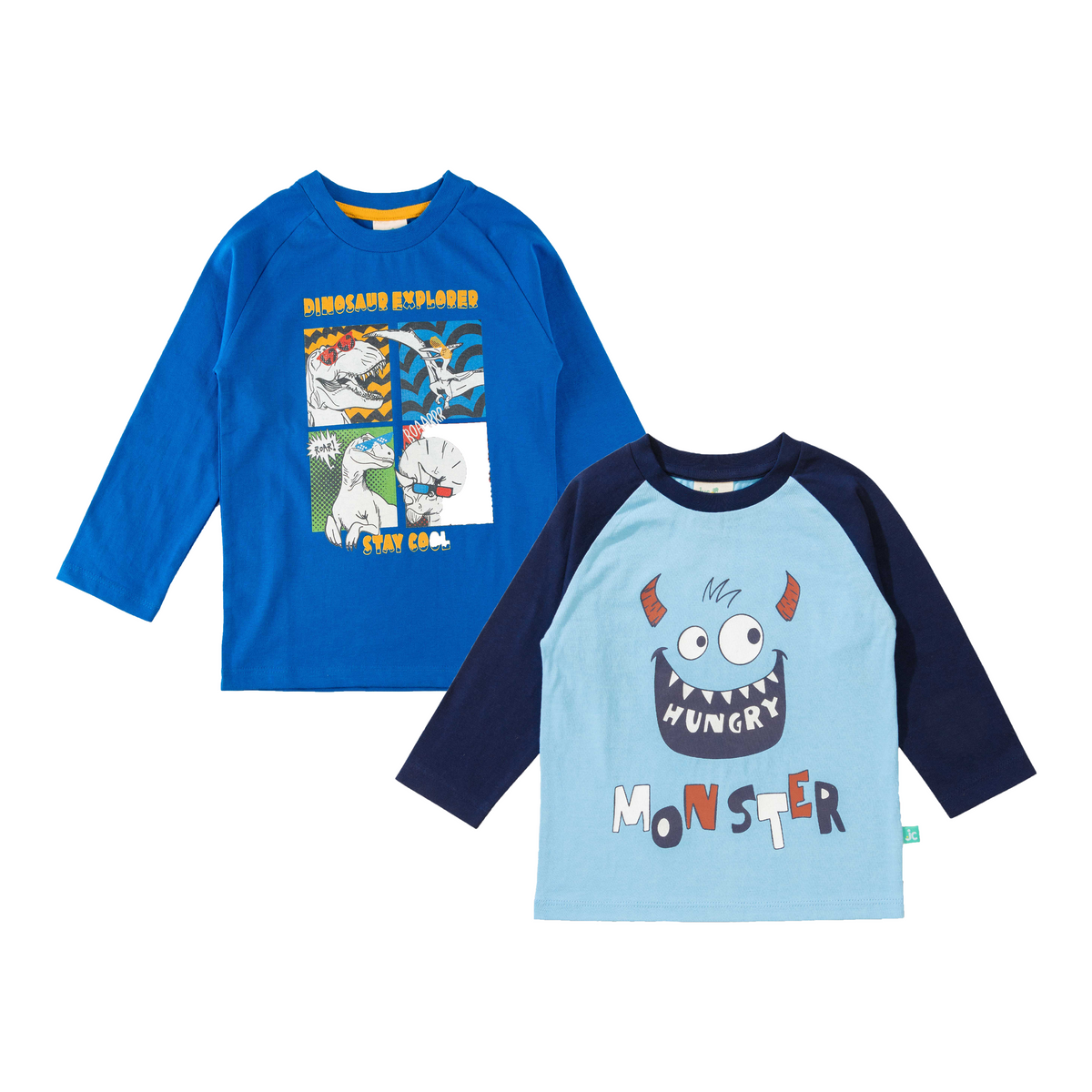 Raglan Full Sleeve T-Shirt Pack of 2 for Toddler Boys