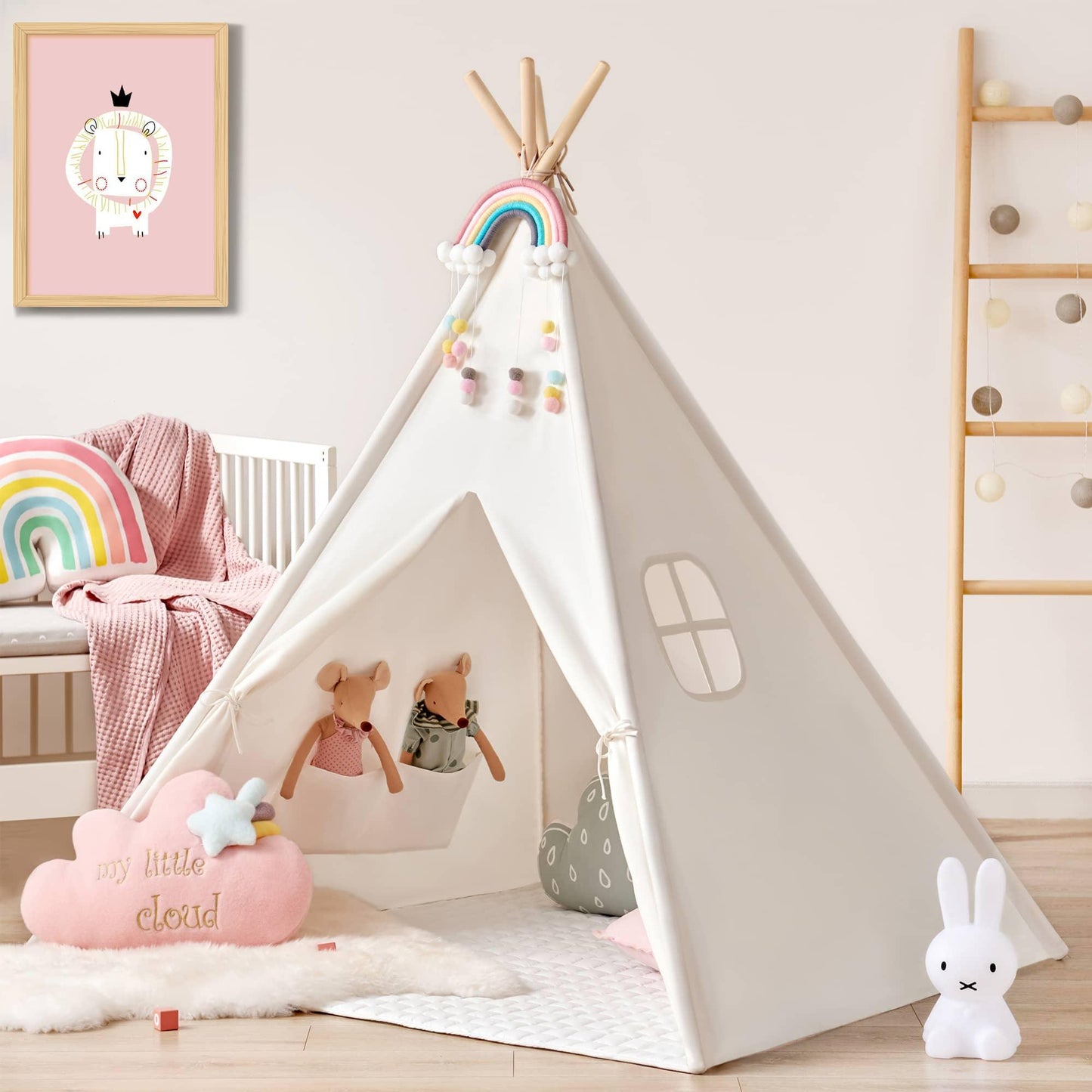Tiny Land® Teepee Tent for Kids with Mat – Indoor Play Tent with Floor Mat