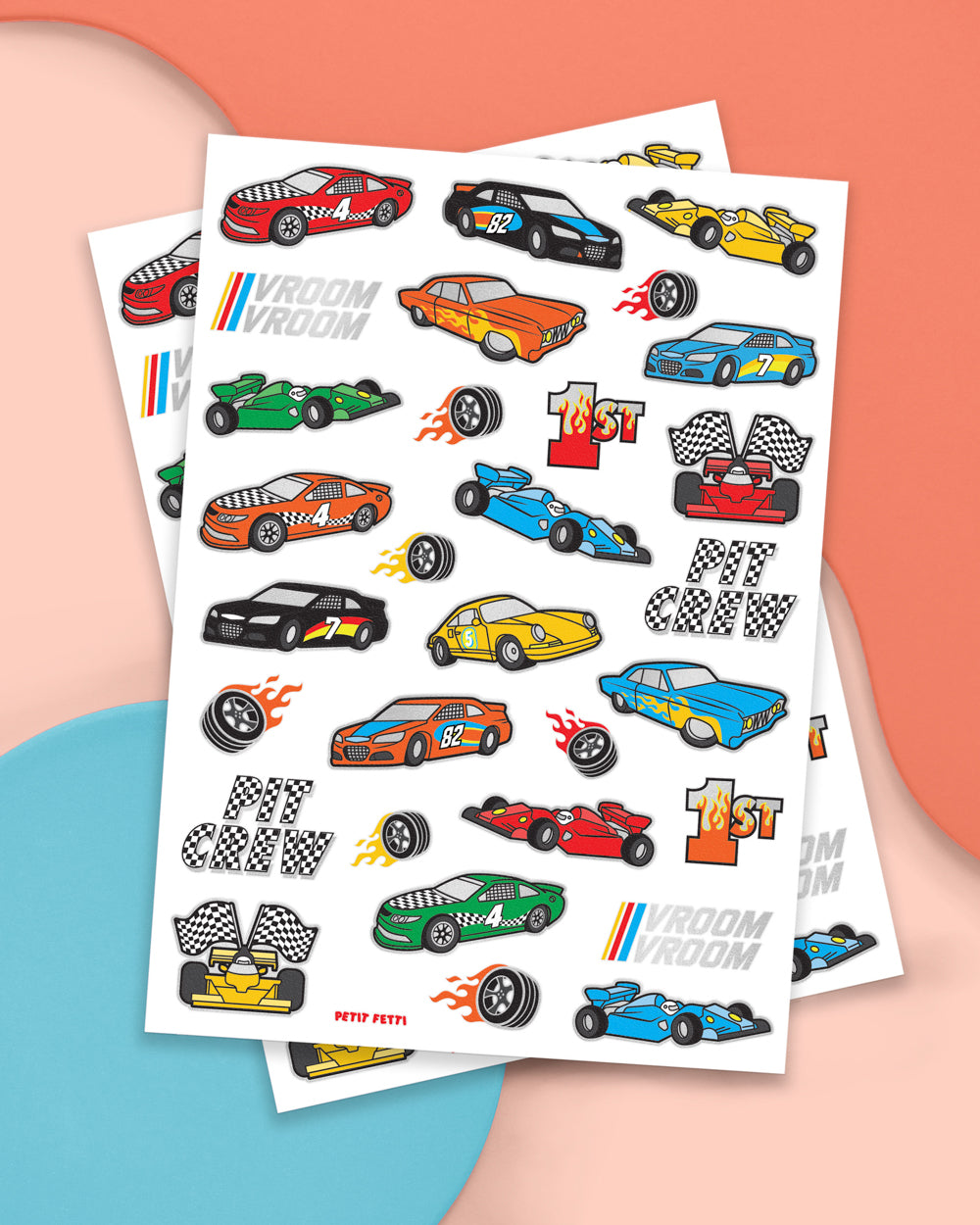Racecar Tats - 44 foil temporary tattoos