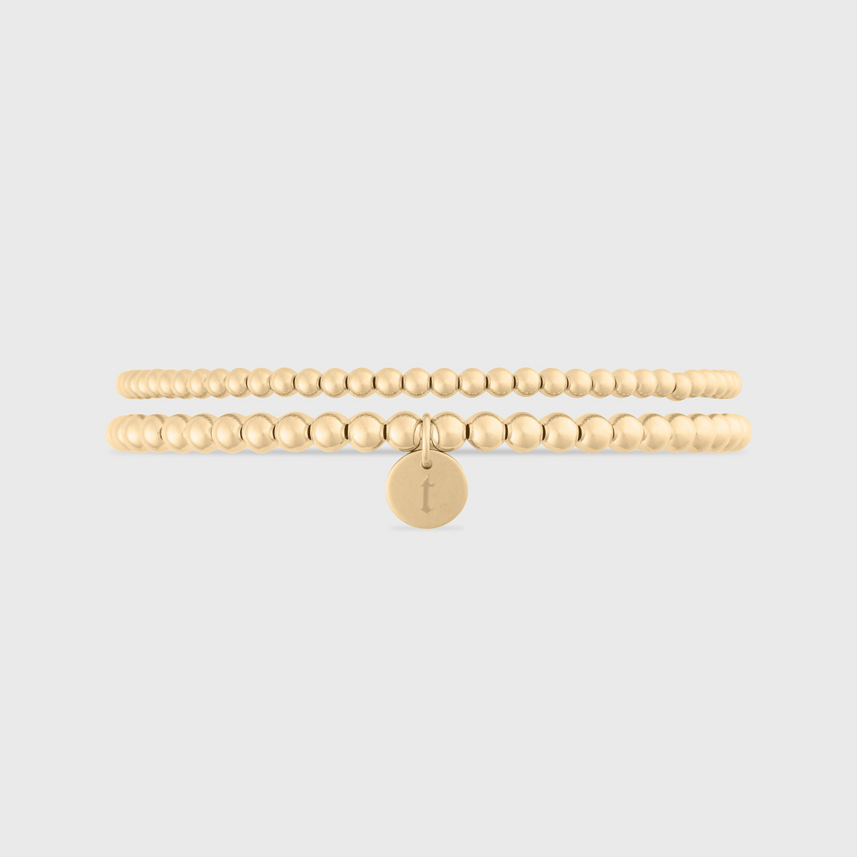 old english initial juno double bracelet stack (3+4mm)